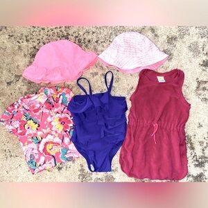 Girls Swim Bundle Baby Toddler 18-24 Bathing Suit Sun Hats coverups Old Navy Gap